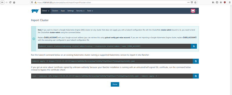 Screenshot from Playing with Rancher For Manage existing Kubernetes Cluster