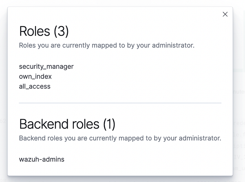 roles after login on wazuh