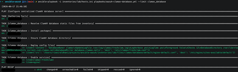 Screenshot from Wazuh Ansible Series Part 6: Building a Centralized ClamAV Database Mirror with Ansible